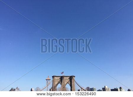 Brooklyn bridge with clearly blue sky, New York