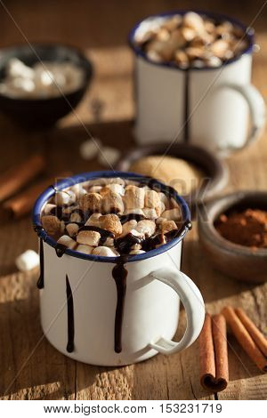 s'mores hot chocolate mini marshmallows cinnamon winter drink
