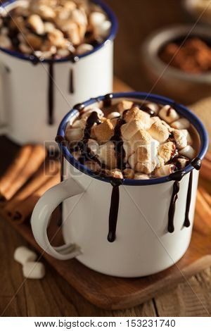 s'mores hot chocolate mini marshmallows cinnamon winter drink