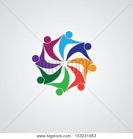 Teamwork Meeting 8. people icon. people friends logo concept vector icon. this icon also represents friendship, partnership cooperation unity,