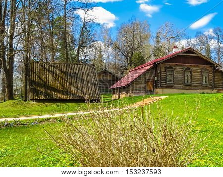 ABRAMTSEVO, RUSSIA - MAY 1, 2016: Memorial manor Abramtsevo artistic and literary museum-reserve. Old wooden rural house