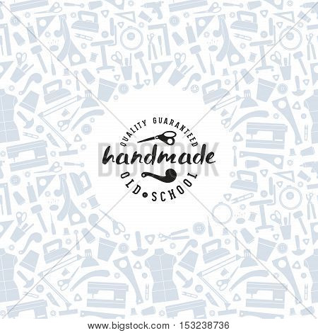 Stock Vector Frame With Pattern And Handmade Emblem