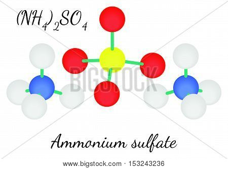 Ammonium sulfate N2H8SO4 molecule isolated on white