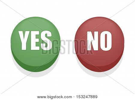Round Yes or No Shiny Buttons. Isolated.