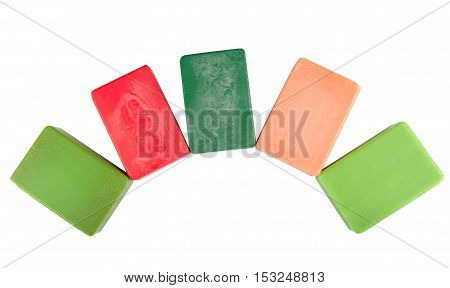 Colorful hygenic soap isolated on white background