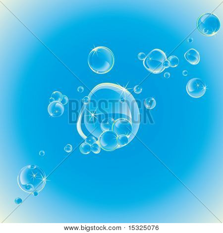 wektor baniek mydlanych na niebo.Słoneczny tło