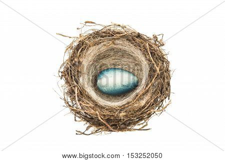 chocolate eggs in the nest isolated on a white background