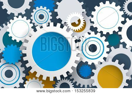 Vector illustration gear wheel. Abstract hi-tech technology and engineering background machine technology futuristic concept. Vector abstract technology on light gray color background
