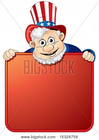 Uncle Sam holding egy üres jel szöveg