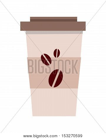 Disposable plastic coffee cup template isolated over white background. offee to go cup. Realistic paper coffee cup. Icon symbol of energetic drink. Tea, cacao, espresso, americano. Refreshing drink.