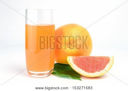 Grapefruit juice glass. Isolated on white background.