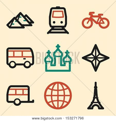 Vacation icon, transport vector web sign.  Trip mobile icon. Iinfographics symbols.