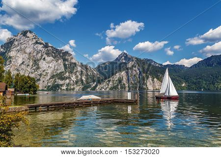 view of Altaussee lake in Styria Austria