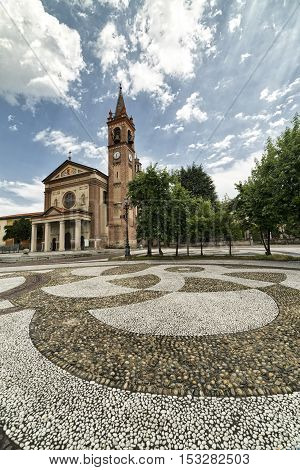 Cislago (Varese Lombardy Italy): church of Santa Maria Assunta and the square