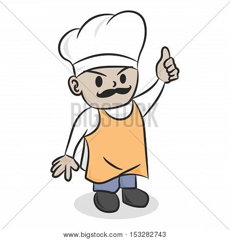 Chef or Cook Giving His Thumb Illustration