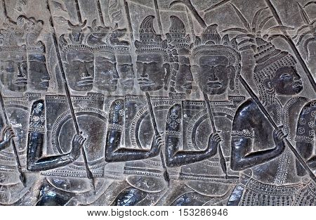 Ancient Reliefs At Angkor Wat, Cambodia