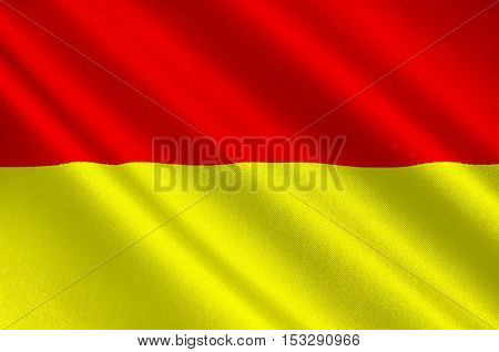 Flag of Wroclaw is the largest city in Poland. 3d illustration