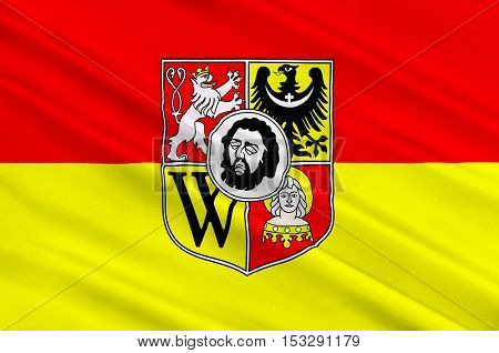 Flag of Wroclaw is the largest city in Poland. 3d illustration