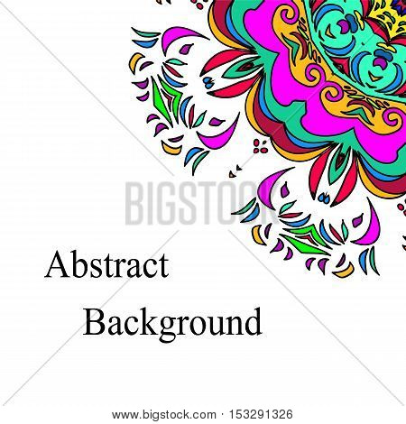 Vector Illustration. Colorful Hand Drawn Oriental Decorative Pattern Isolated on White Vintage Style. Template for Visiting Cards Banners Badges Posters.