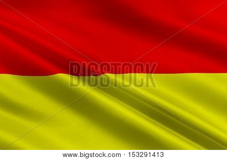 Flag of Wroclaw is the largest city in Poland. 3d illustration