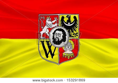 Flag of Wroclaw is the largest city in Poland. 3d illustration
