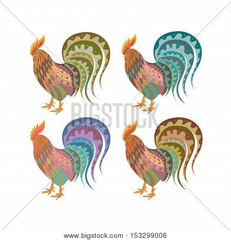 abstract colored cock on a white background, vector illustration