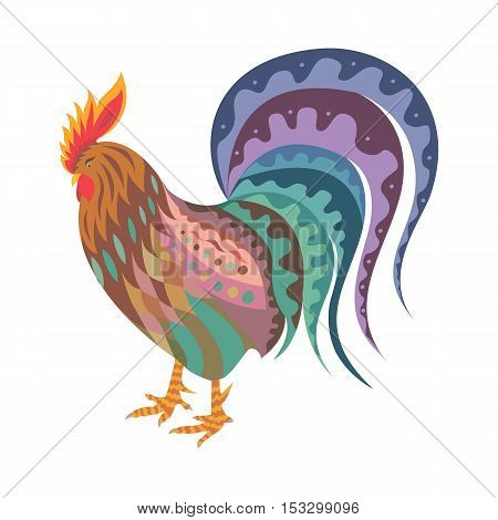abstract colored cock on a white background, vector illustration