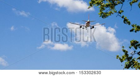 Airplane landing at the international Pisa airport 