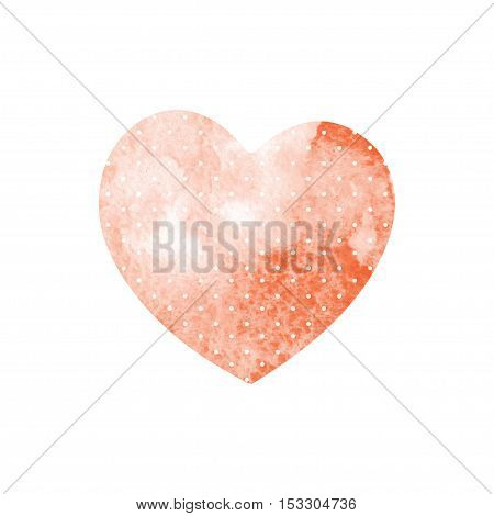 Watercolor red heart with polka dots on a white background. Vector illustration.