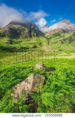 Beautiful Mountains In Glencoe At Sunrise, Scotland