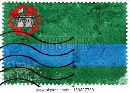 Flag Of Jundiai, Brazil, Old Postage Stamp