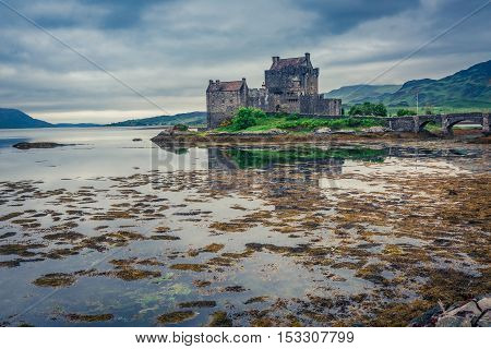 Beautiful Sunset Over Lake At Eilean Donan Castle, Scotland