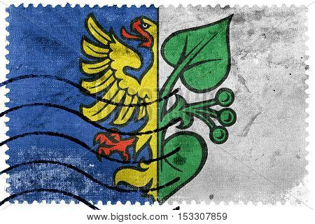 Flag Of Karvina, Czechia, Old Postage Stamp