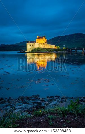 Stunning Eilean Donan Castle After Sunset, Scotland
