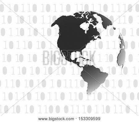 Technology koncept.Binary background . Vector Technology.Globe consisting of binary codes.Computer network.