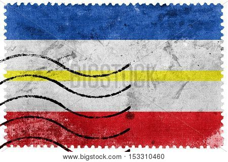 Flag Of Mecklenburg-western Pomerania, Germany, Old Postage Stamp