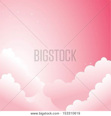 Vector background Pink sky and clouds eps jpg