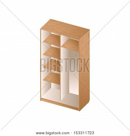 Vector illustration Wardrobe and wooden shelves for clothes