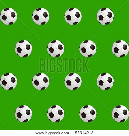 Soccer balls over green field Seamless background Vector illustration