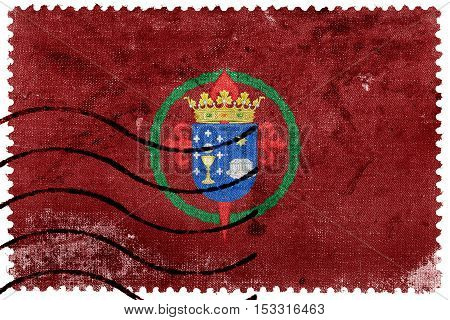 Flag Of Santiago De Compostela, Spain, Old Postage Stamp