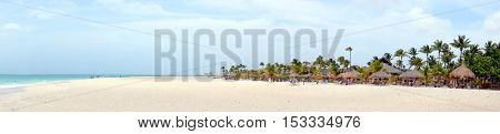 Panorama from Manchebo beach on Aruba island in the Caribbean sea
