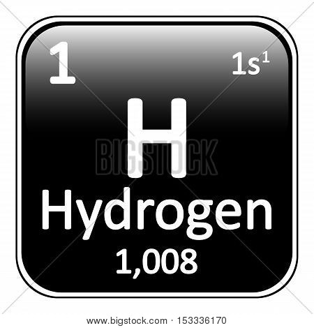 Periodic table element hydrogen icon on white background. Vector illustration.