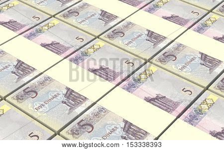 Libyan dinar bills stacked background. 3D illustration.