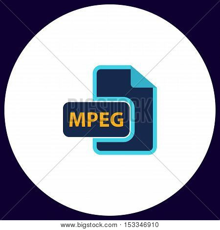 MPEG Simple vector button. Illustration symbol. Color flat icon