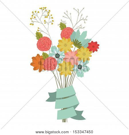 beautiful flowers bouquet.  Nature floral garden and decoration theme. Isolated design. Vector illustration