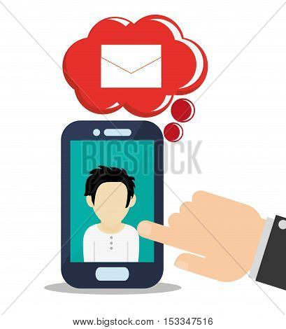 Man avatar inside smartphone icon. Social media multimedia communcation and digital marketing theme. Colorful design. Vector illustration