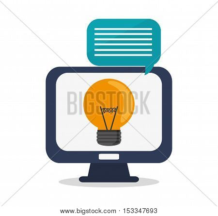 Computer and bulb icon. Social media multimedia communcation and digital marketing theme. Colorful design. Vector illustration
