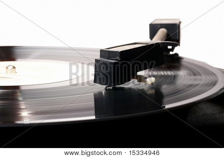Antigo jogador de vinil no fundo branco