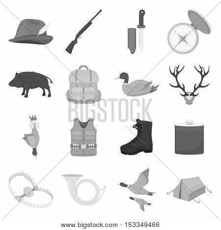 Hunting set icons in monochrome style. Big collection of hunting vector symbol stock