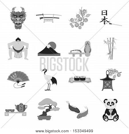 Japan set icons in monochrome style. Big collection of Japan vector symbol stock